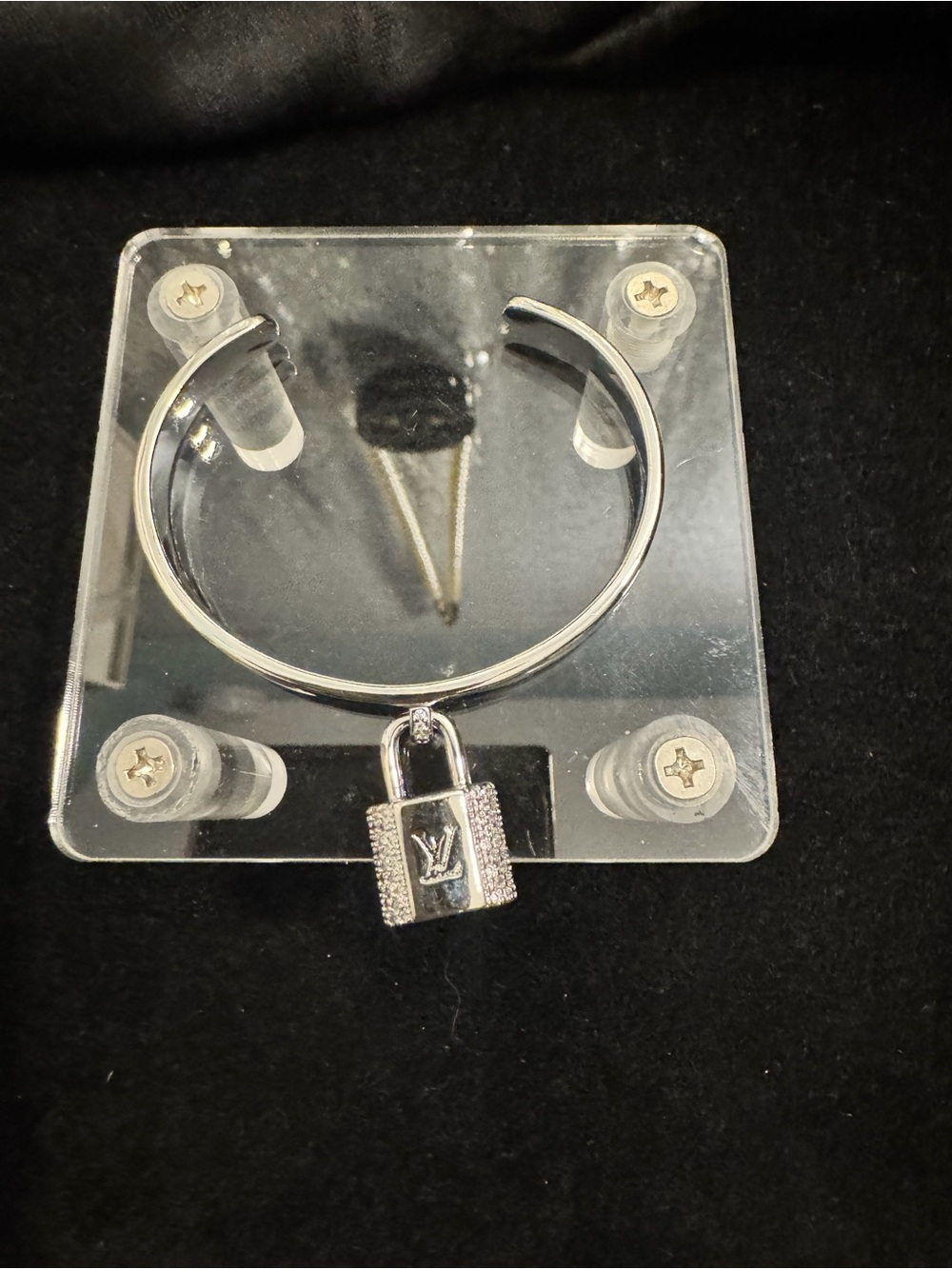 Louis Vuitton Silver Padlock Cuff Bracelet